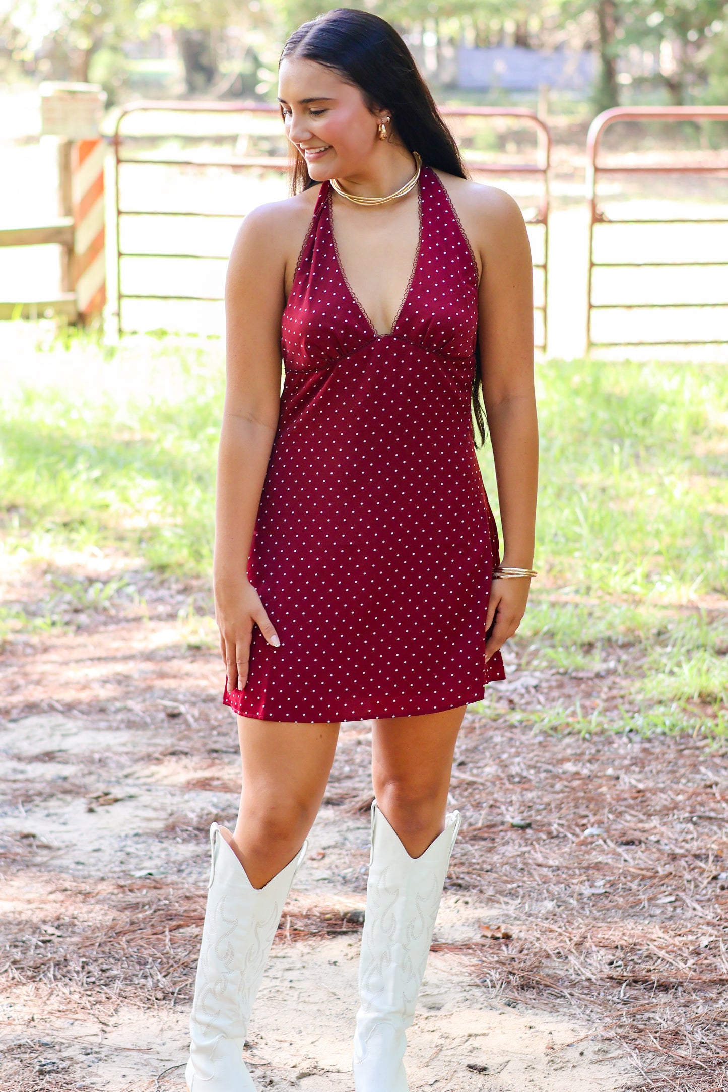 Emma Polka Dot Halter Mini dress