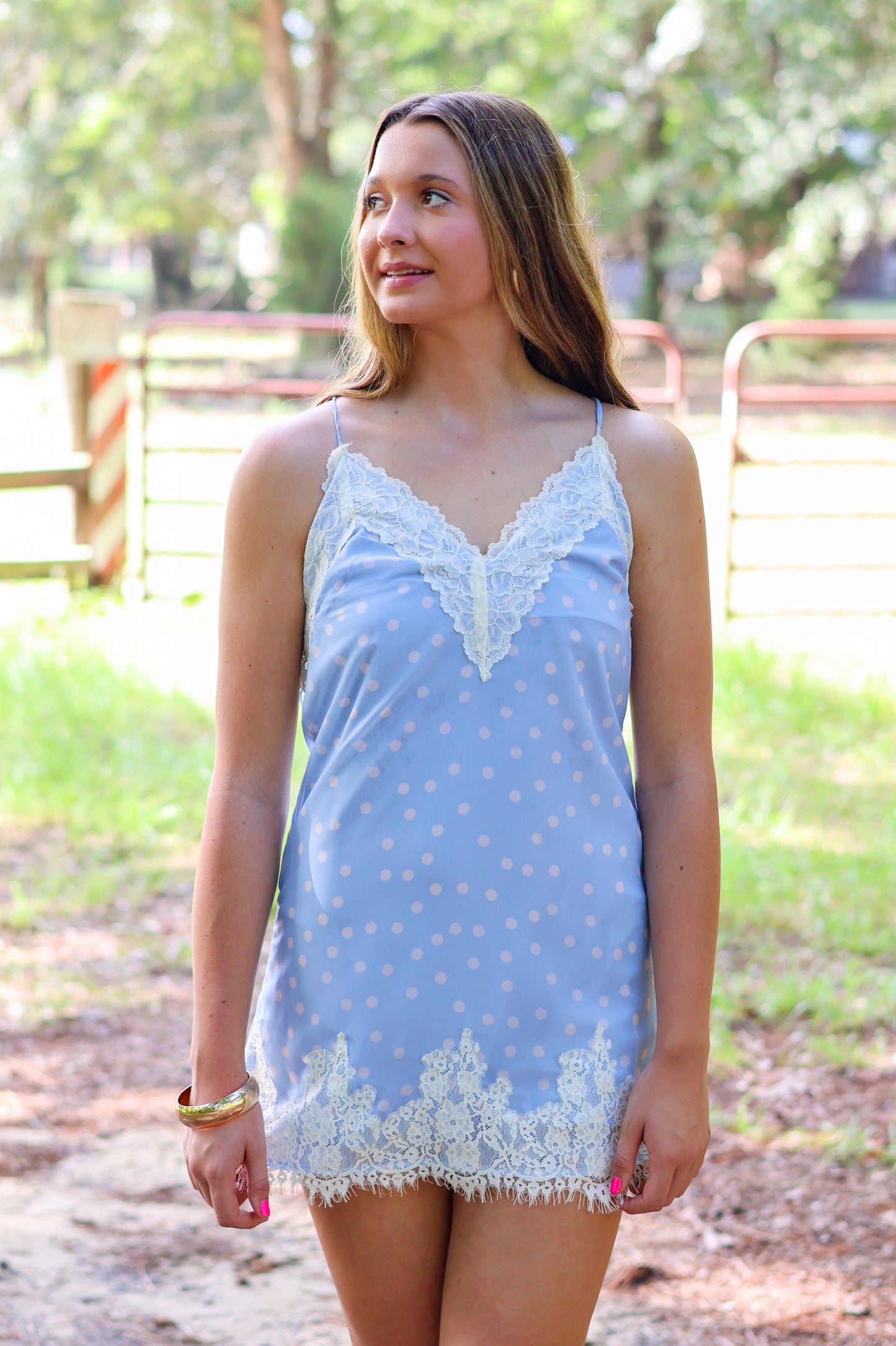Becca Lace Mini Dress- Light Blue and White