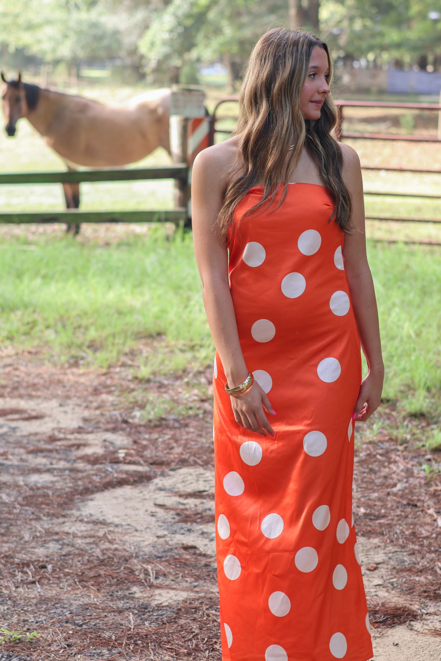 Orange Polka Dot Maxi Dress