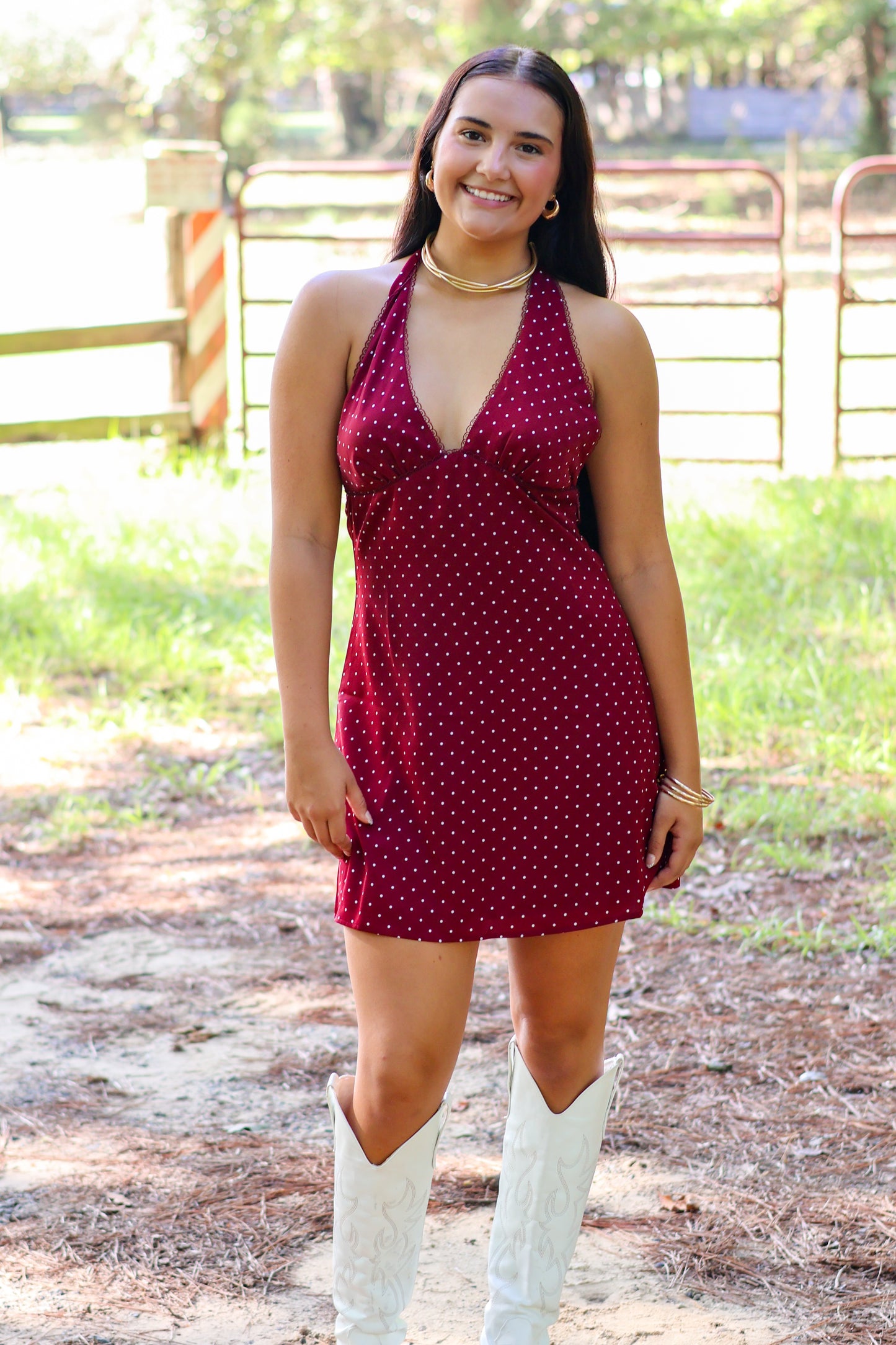 Emma Polka Dot Halter Mini dress
